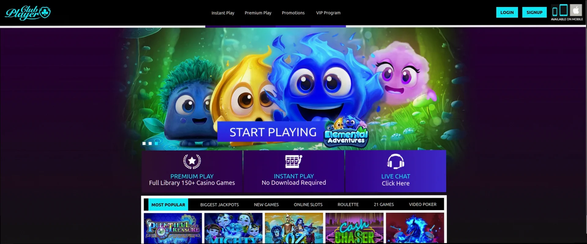 Club player 250% first-deposit welcome bonus